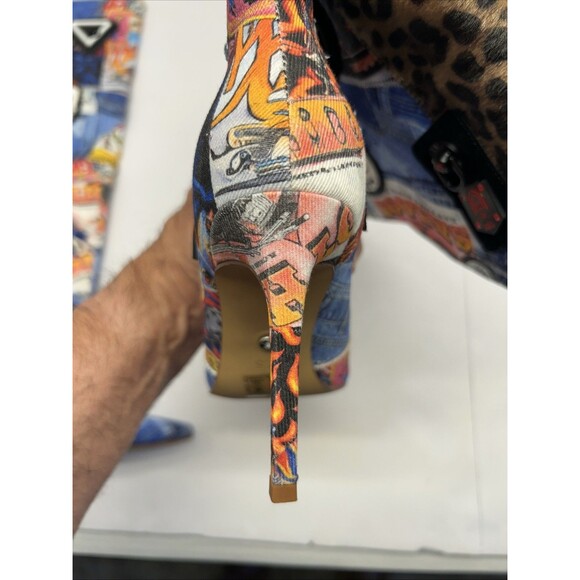 Azalea Wang Knee Hi Boots Patchwork Western Denim Style Slip On Size 7.5 NEW - Picture 8 of 14